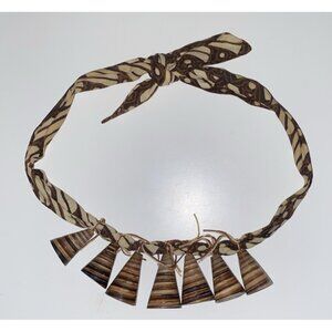 Vtg Rare Telescopium Shell Statement Necklace Artisan Snail Indo-Pacific Tribal